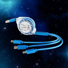 Cabo De Carga Micro USB 3 Em 1 Retrátil/Tipo c Universal