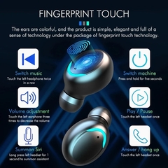 Image of Fones de ouvido F9-5 Ultrafuturista Bluetooth sem fio com display LED.
