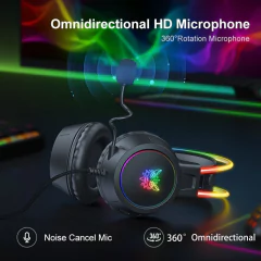 ONIKUMA X15 Pro Over-Ear Headphones Gaming Headset Wired Cancelling Earphones Pink Cat Ears Rgb Light With Mic For PC PS4 on internet