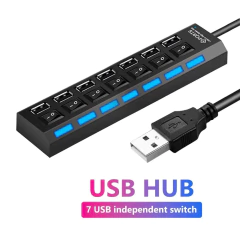 USB 2.0 Hub Multi USB Splitter Ports Hub Use Power Adapter4/ 7 Port Multiple Expander Hub with Switch 30CM Cable For Home - buy online