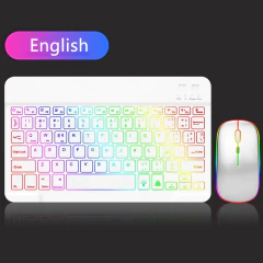 EMTRA Backlit Backlight Bluetooth Keyboard Mouse For IOS Android Windows For iPad Portuguese keyboard Spanish keyboard and Mouse - HighTech Tecnologias