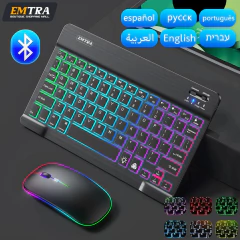 EMTRA Backlit Backlight Bluetooth Keyboard Mouse For IOS Android Windows For iPad Portuguese keyboard Spanish keyboard and Mouse on internet