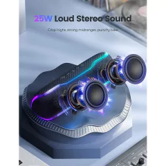 WISETIGER Bluetooth Speaker Outdoor IPX7 Waterproof 25W BT5.3 Loudspeaker Stereo Surround Speaker with Cool Pulsing EQ Lights - online store