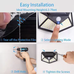 Imagen de 100 LED Solar Wall Lights Waterproof Outdoor Solar Lamp Wireless Solar Powered Sunlight Street Light for Garden Decoration