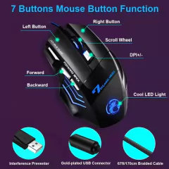 Mouse Gamer Jogos Laser 3600dpi Usb Com Fio Led 7 Botões Iluminado on internet
