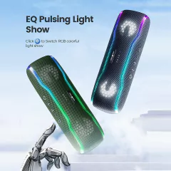 WISETIGER Bluetooth Speaker Outdoor IPX7 Waterproof 25W BT5.3 Loudspeaker Stereo Surround Speaker with Cool Pulsing EQ Lights - buy online