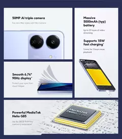 XiaoMi POCO-Smartphone NFC Versão Global, MediaTek, Helio, G85, Câmera Tripla de 50MP
