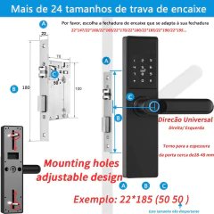 Imagen de Electronic Door Lock Work with Digital Smart Lock Tuya Wifi App Remote Unlocking Keyless Lock Fingerprint Door Lock RH05