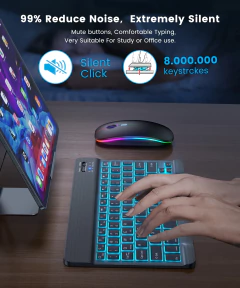 EMTRA Backlit Backlight Bluetooth Keyboard Mouse For IOS Android Windows For iPad Portuguese keyboard Spanish keyboard and Mouse - online store