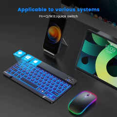 EMTRA Backlit Backlight Bluetooth Keyboard Mouse For IOS Android Windows For iPad Portuguese keyboard Spanish keyboard and Mouse on internet