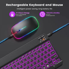 EMTRA Backlit Backlight Bluetooth Keyboard Mouse For IOS Android Windows For iPad Portuguese keyboard Spanish keyboard and Mouse - HighTech Tecnologias