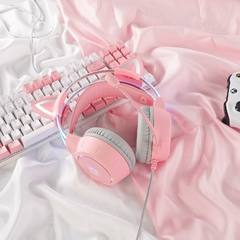 ONIKUMA X15 Pro Over-Ear Headphones Gaming Headset Wired Cancelling Earphones Pink Cat Ears Rgb Light With Mic For PC PS4 - online store