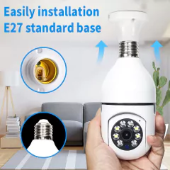 2MP E27 Bulb Surveillance Camera Night Vision Full Color Automatic Human Tracking 4x Digital Zoom Video Indoor Security Monitor on internet