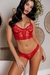 CONJUNTO SENSUAL CROPPED RENDADO SEM BOJO VERMELHO 4025 - comprar online