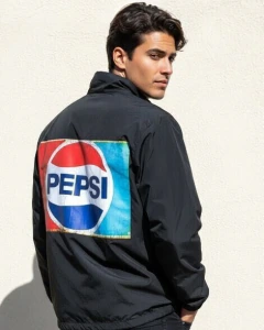 Maxi Jaqueta tactel preta customizada Pepsi tamanho GG - loja online