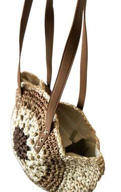 Imagem do Bolsa de palha sintética redonda estampada Giulia