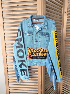 Jaqueta jeans clara customizada Blackberry Smoke tamanho G - Xodozinhos da Kari