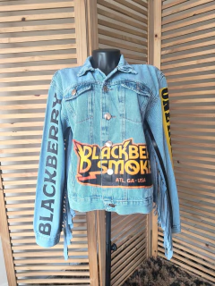 Jaqueta jeans clara customizada Blackberry Smoke tamanho G - loja online