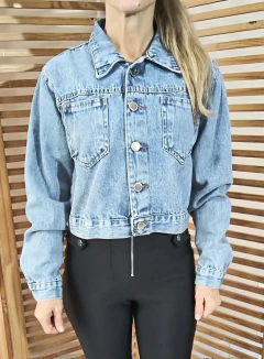 Jaqueta jeans clara customizada Rolling Stones tamanho M - Xodozinhos da Kari