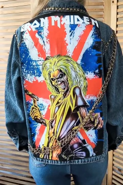 Jaqueta jeans customizada Iron Maiden - Eddie - tamanho G na internet
