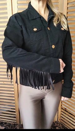Jaqueta jeans preta customizada Luíza Sonza tamanho P - comprar online