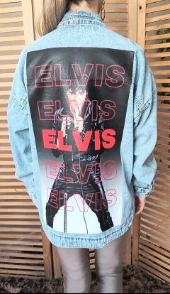 Jaqueta jeans clara oversized customizada Elvis Presley tamanho GG - comprar online