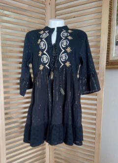 Vestido Boho Lurex preto tamanho M, NOVO - BRECHÓ