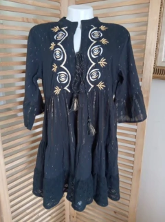 Vestido Boho Lurex preto tamanho M, NOVO - BRECHÓ - comprar online