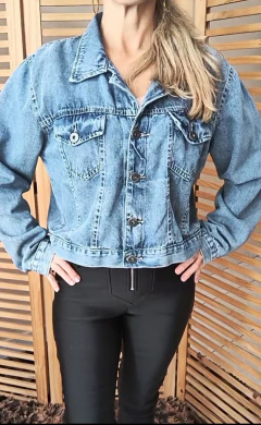 Jaqueta jeans customizada Rolling Stones tamanho G