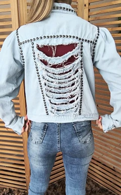 Jaqueta jeans clara customizada tamanho G