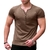 Camiseta casual masculina Henley gola redonda manga curta