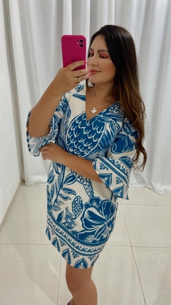 Vestido curto - azul estampa - comprar online