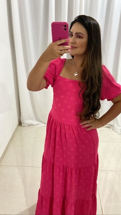 Vestido longo - Manga e detalhes - comprar online