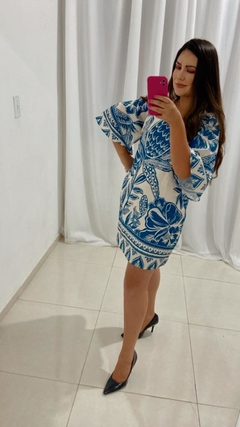 Vestido curto - azul estampa