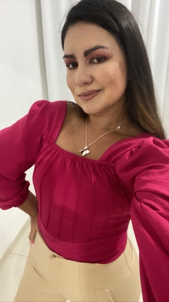 Cropped Manga longa - pink
