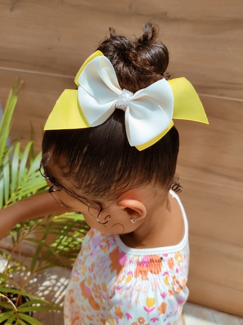 Laço Anna branco com amarelo - comprar online