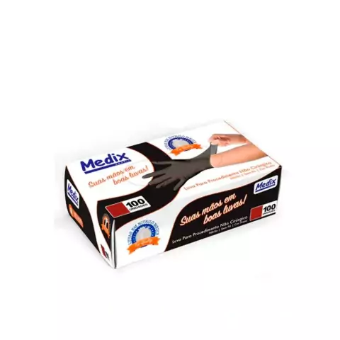 Luva Nitrílica Medix Preta G - Cx com 100 Unidades