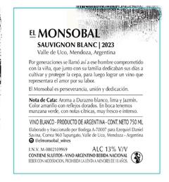 Vino Monsobal Sauvinon Blanc - comprar online