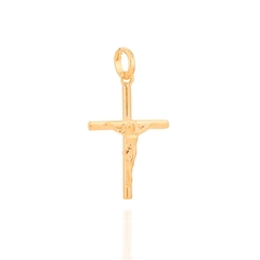 Pingente folheado a ouro cruz com cristo