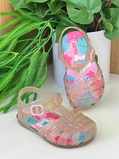 Sandália Charme Colore Dourada Glitter