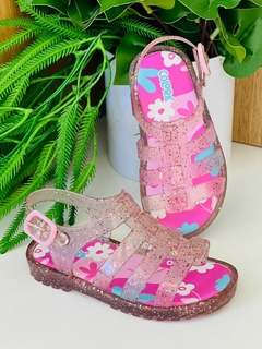 Sandália Gladiadora Colore Rosa Glitter