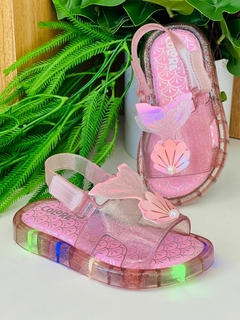Sandália Slides Calda De Sereia Led Infantil Menina Glitter