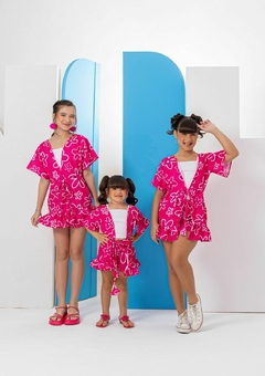 CONJUNTO KIMONO FLOR ROSA 3 PEÇA - comprar online