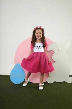 VESTIDO INFANTIL MENINA DE PASCOA TULLE - Formiguinha Kids Moda Infantil