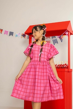 VESTIDO DUDA XADREZ PINK - Formiguinha Kids Moda Infantil