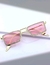 Óculos Feminino com Armação Quadrada e Bordas Strass Rosa Chiclete