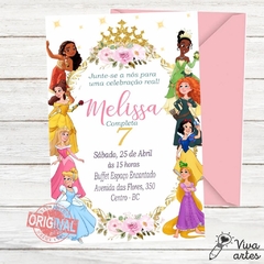 Convite Digital Princesas Disney Cute