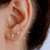 Trio Brinco Strass Prata com base de silicone segundo furo orelha Piercing cartela com 3 unidades Acessórios Moda na internet