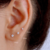 Trio Brinco Strass Prata com base de silicone segundo furo orelha Piercing cartela com 3 unidades Acessórios Moda - Camila Miçangas
