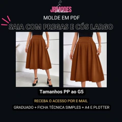 Modelagem Saia com pregas e cós largo